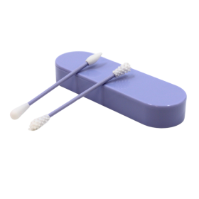 2 cotons-tiges réutilisables  boite de rangement - Violet Cosmétique naturel