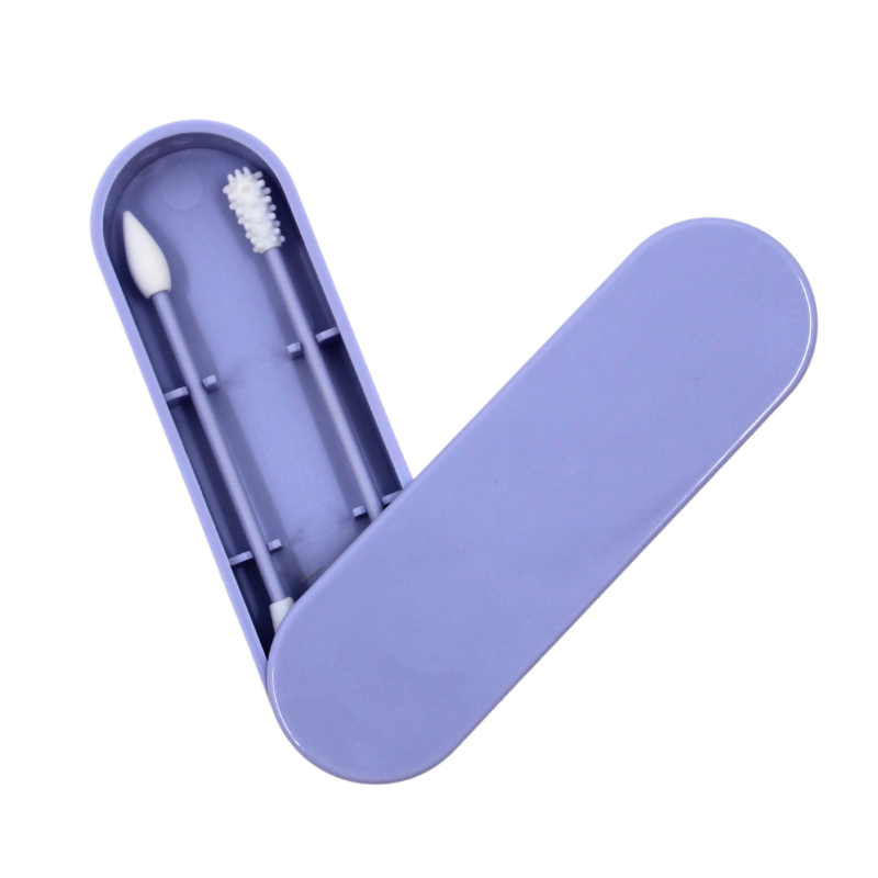 2 cotons-tiges réutilisables  boite de rangement - Violet Cosmétique naturel