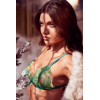 Ensemble 2 pièces vert aurore avec soutien-gorge brodé transparent et string - Mapalé Mapalé