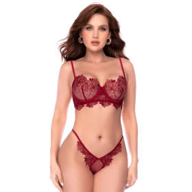 Ensemble 2 pièces en dentelle brodée bois de rose - Mapalé Mapalé