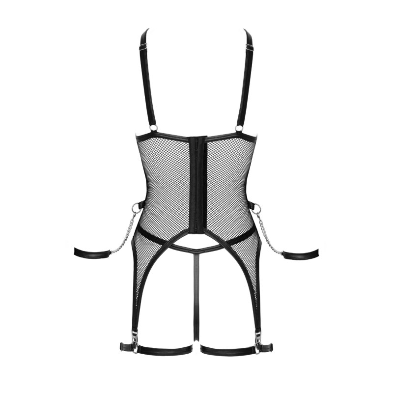 Ensemble Porte-Jarretelles & String Ouvert Résille Noir - Cottelli COTTELLI & DIVERS