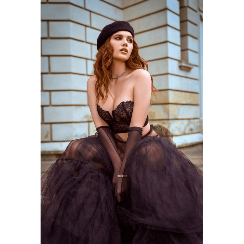 Ensemble 2 pièces bustier en dentelle et string noir - Mapalé Mapalé