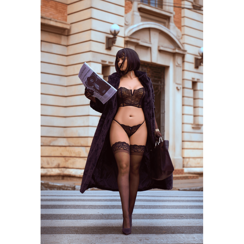 Ensemble 2 pièces bustier en dentelle et string noir - Mapalé Mapalé