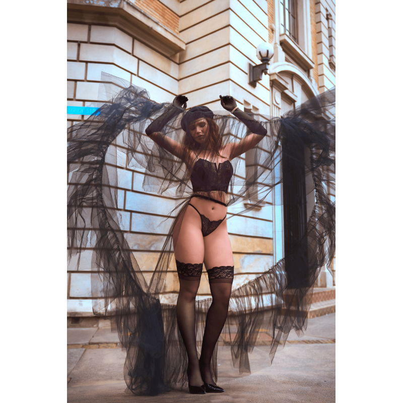 Ensemble 2 pièces bustier en dentelle et string noir - Mapalé Mapalé