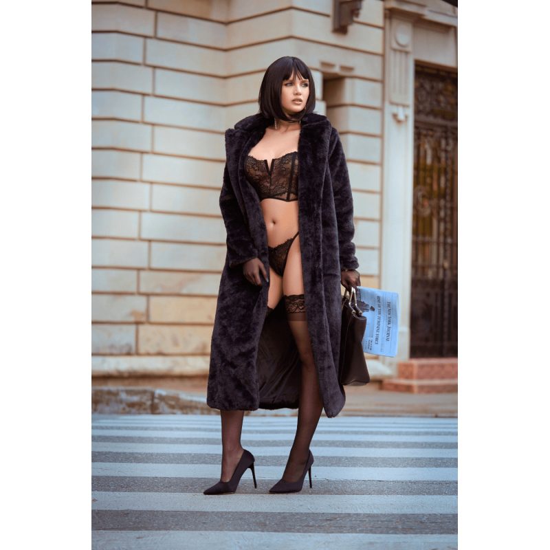 Ensemble 2 pièces bustier en dentelle et string noir - Mapalé Mapalé