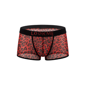 Boxer en résille imprimé léopard rouge Look Me