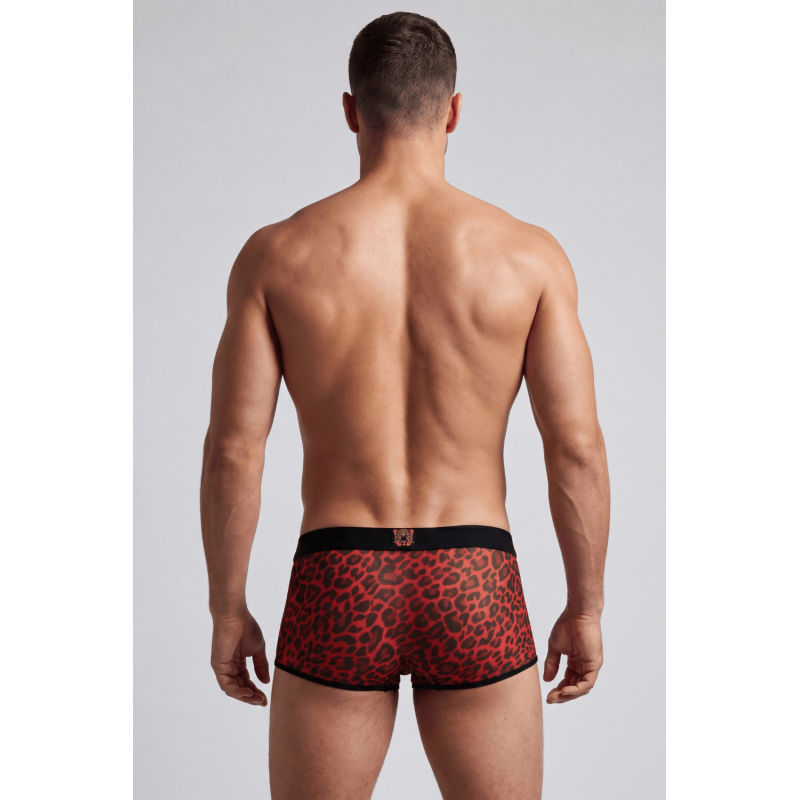 Boxer en résille imprimé léopard rouge Look Me