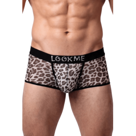 Boxer en résille imprimé léopard gris Look Me