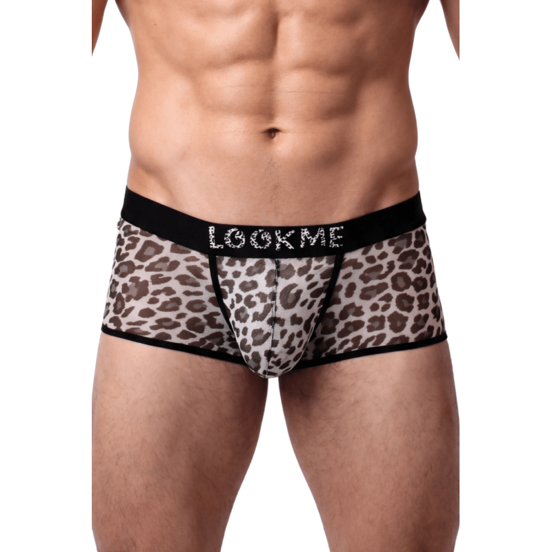 Boxer en résille imprimé léopard gris Look Me