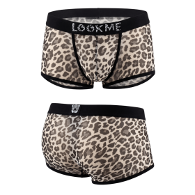 Boxer en résille imprimé léopard gris Look Me