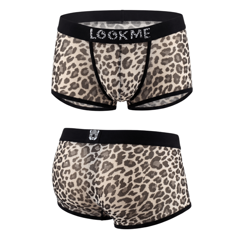Boxer en résille imprimé léopard gris Look Me