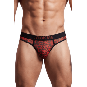 String en résille imprimé léopard rouge Look Me