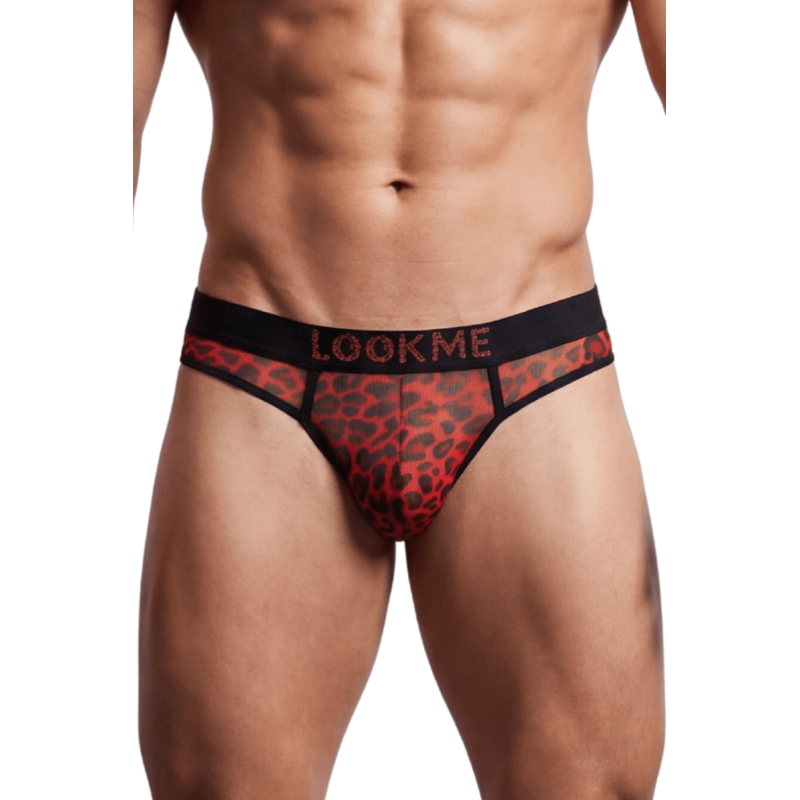 String en résille imprimé léopard rouge Look Me