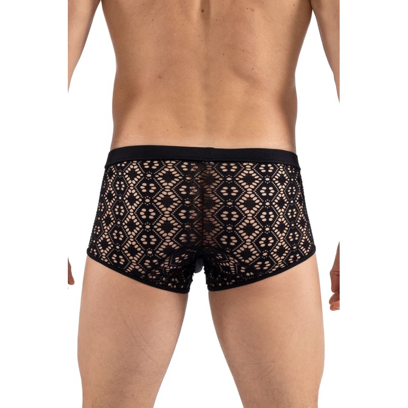Boxer noir résille brodée Shinny Look Me