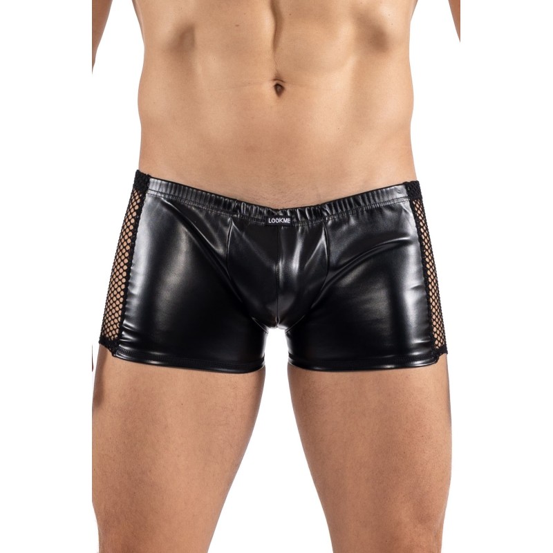 Boxer noir Black Desire en simili cuir Look Me
