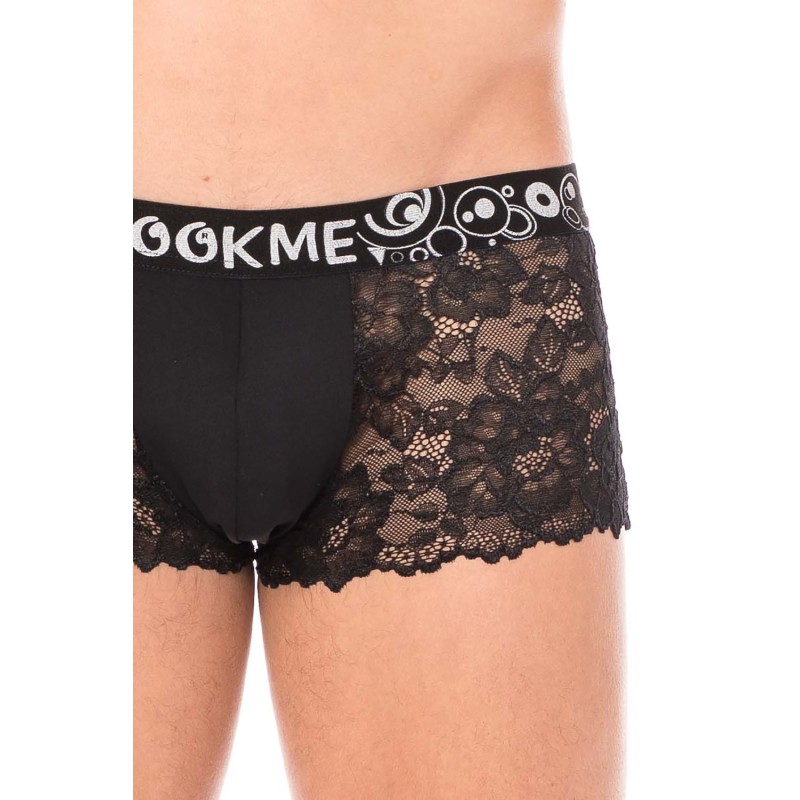 Boxer noir en dentelle délicate Look Me