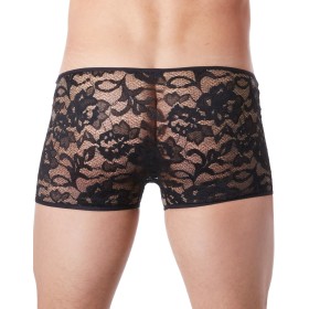 Boxer noir en fine dentelle avec légère transparence Look Me