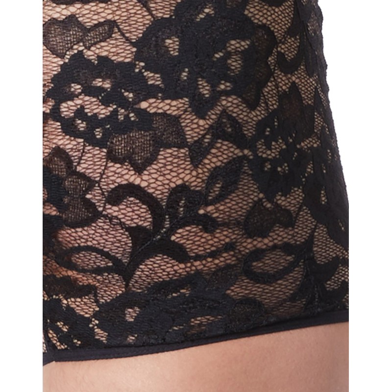 Boxer noir en fine dentelle avec légère transparence Look Me