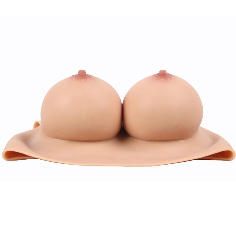Buste faux seins en silicone, encolure ronde, Bonnet E