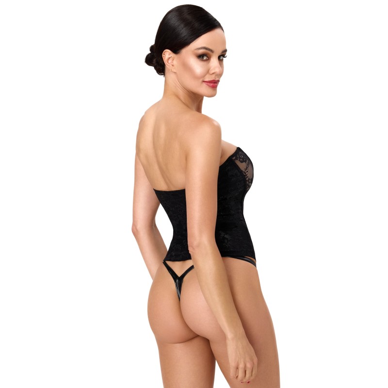 Corset en dentelle et powerwetlook – F406 One More Kiss