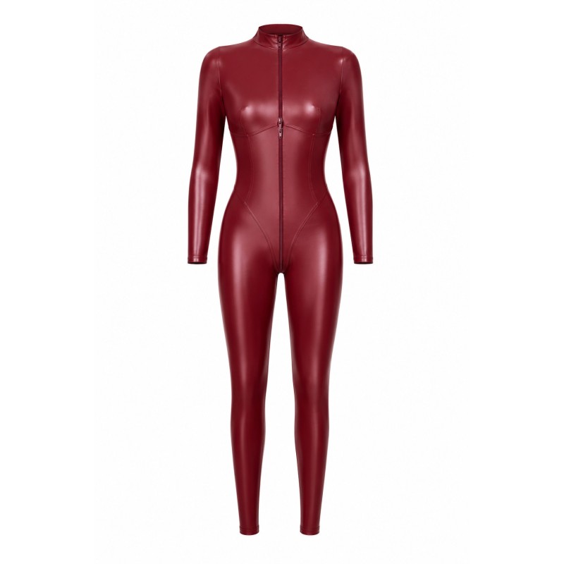 Combinaison powerwetlook bordeaux zip – F395 Dark Romance Noir HandMade