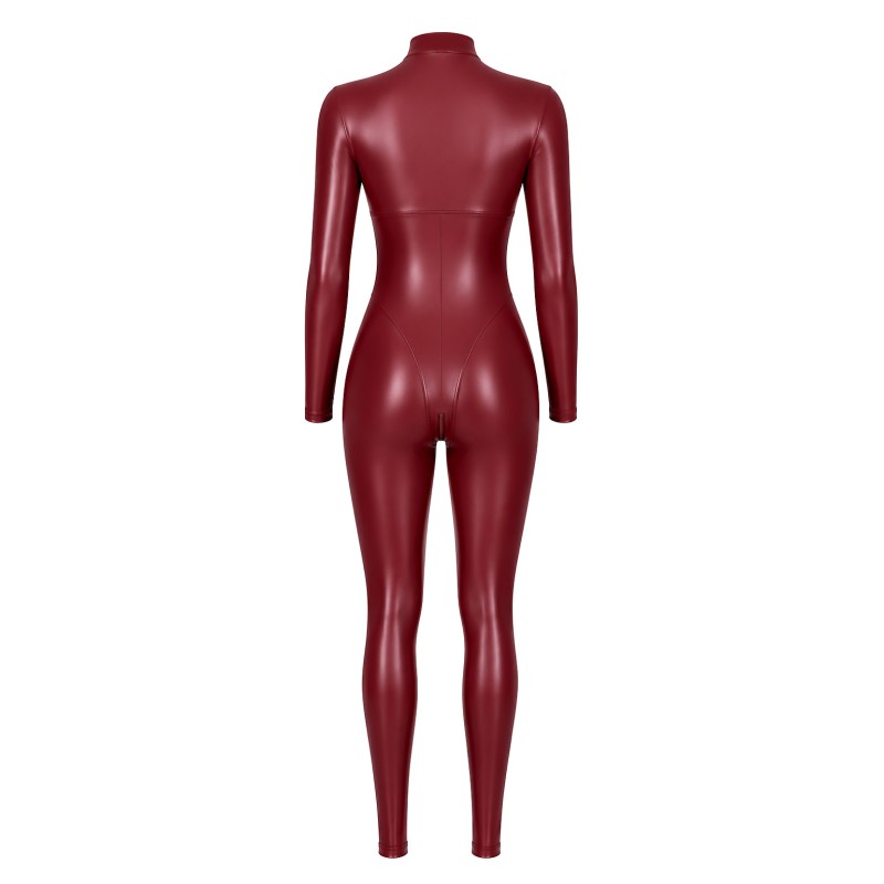 Combinaison powerwetlook bordeaux zip – F395 Dark Romance Noir HandMade