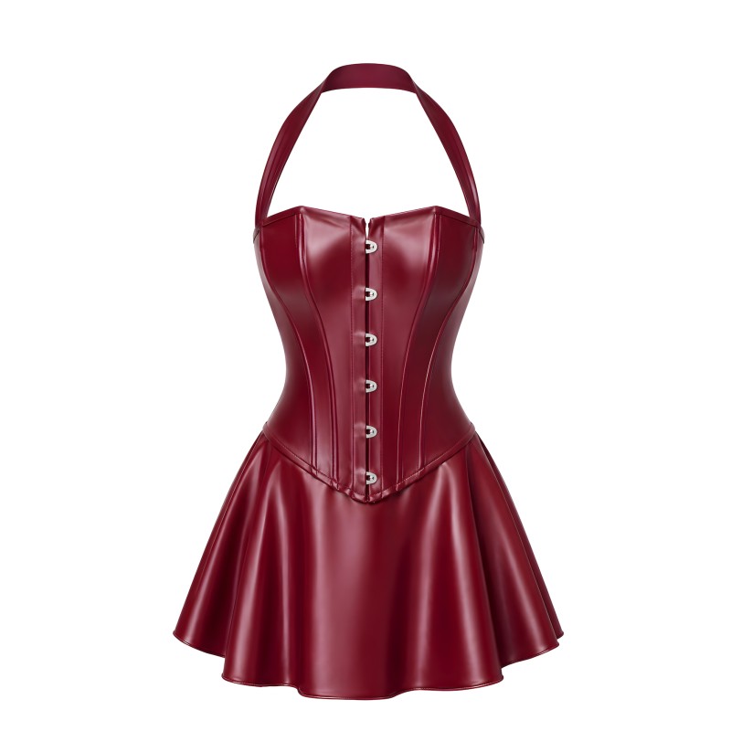 Robe corset powerwetlook bordeaux – F397 Dark Romance Noir HandMade