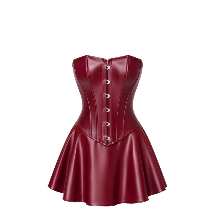 Robe corset powerwetlook bordeaux – F397 Dark Romance Noir HandMade