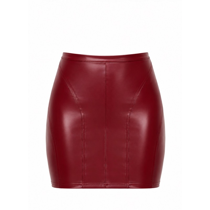 Mini jupe powerwetlook bordeaux – F399 Bordeaux Affair Noir HandMade
