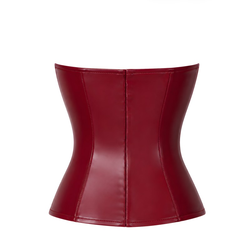 Corset à baleines powerwetlook bordeaux – F398 Bordeaux Affair Noir HandMade