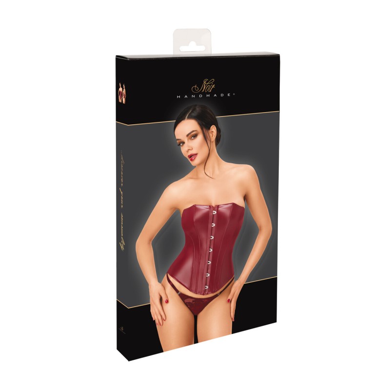 Corset à baleines powerwetlook bordeaux – F398 Bordeaux Affair Noir HandMade