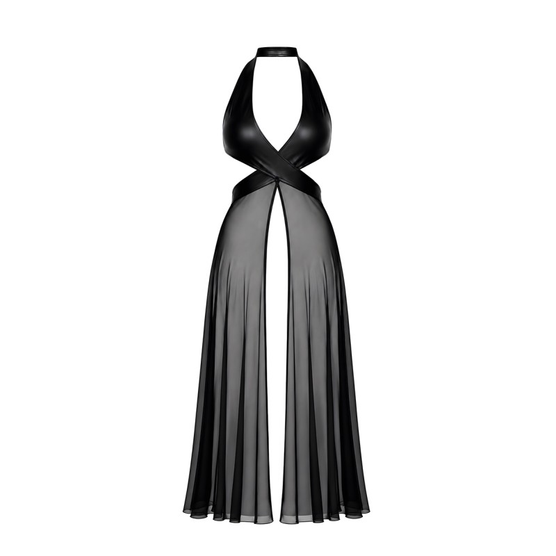 Robe longue fendue Do not Disturb F412 - Noir Handmade Noir HandMade