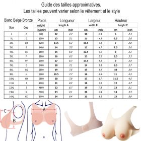 Buste faux seins silicone, style brassière