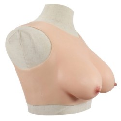 Buste faux seins silicone, encolure ronde