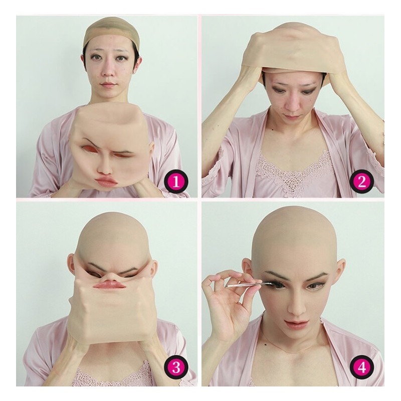 Masque féminin  en silicone, tête pleine