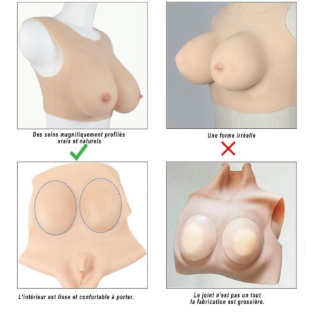 Buste faux seins sans démarcation, encolure ronde