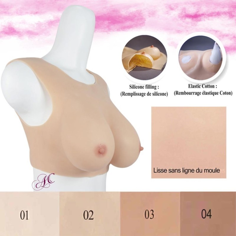 Buste faux seins sans démarcation, encolure ronde