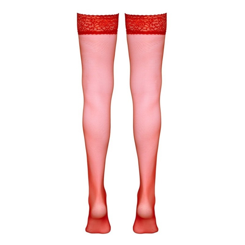 Bas autofixants rouge - Cotelli Legwear