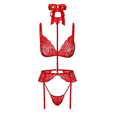 Ensemble 5 pièces Bondage Red Lace Kiss 243 - Kissable