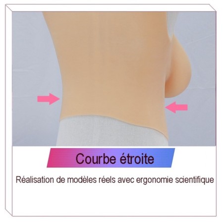 Buste long gros seins en silicone, col haut