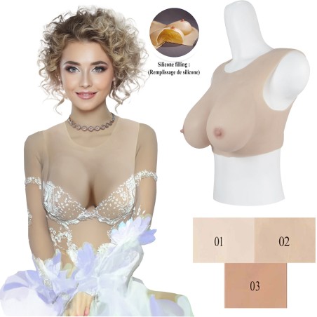 Buste faux seins sans démarcation, encolure ronde