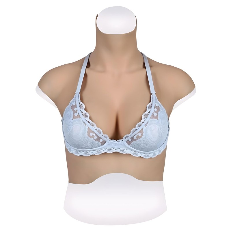 Buste faux seins new design, en silicone, col haut