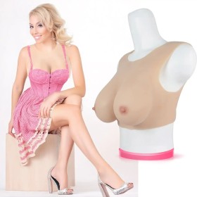 Buste faux seins silicone, encolure ronde