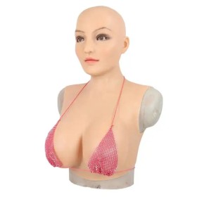 Buste faux seins réaliste, masque intégré