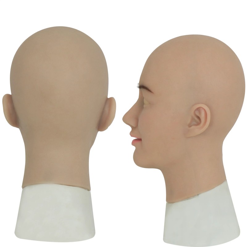 Masque féminin réaliste en silicone, tête pleine