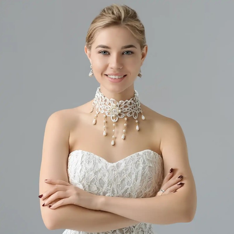 Ras de cou gothique dentelle et perles
