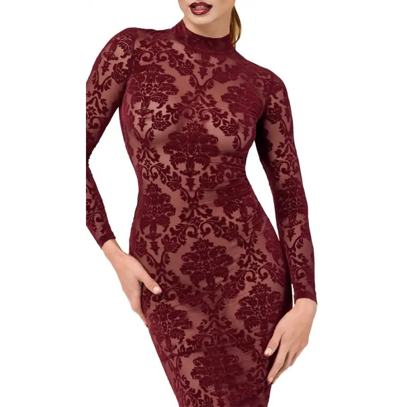 Robe midi Kink Royal en tulle bordeaux F384