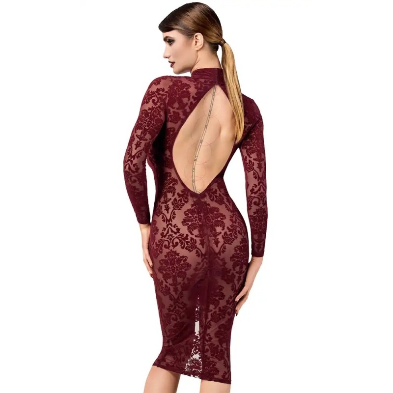 Robe midi Kink Royal en tulle bordeaux F384