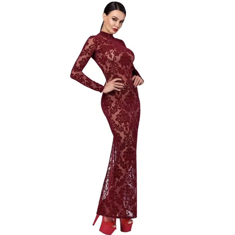Robe longue Kink Royal en tulle bordeaux F383