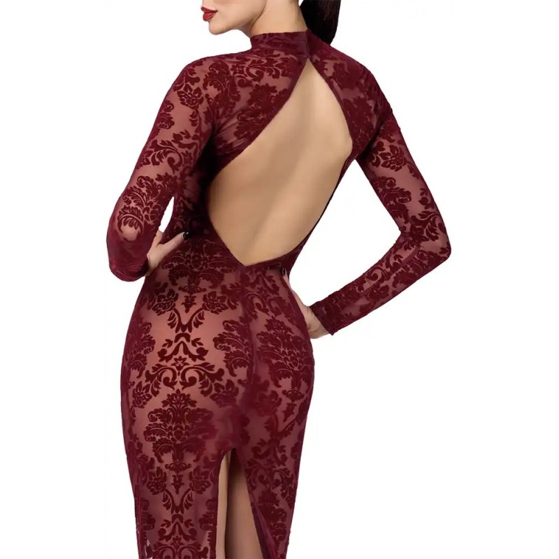 Robe longue Kink Royal en tulle bordeaux F383